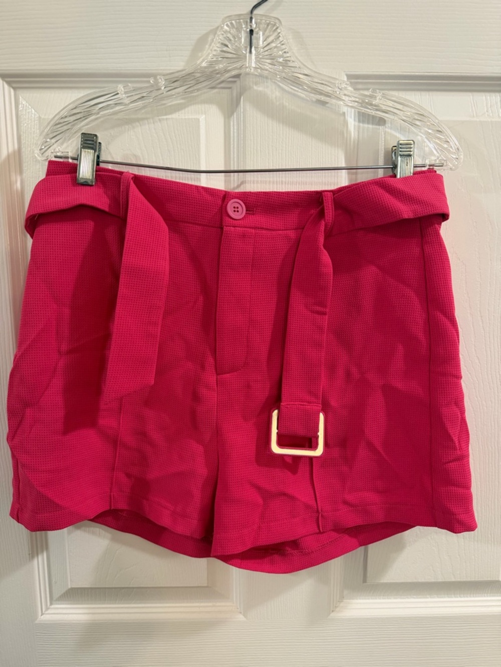 Chocolate Fuchsia High-Waist Paperbag Shorts with Belt